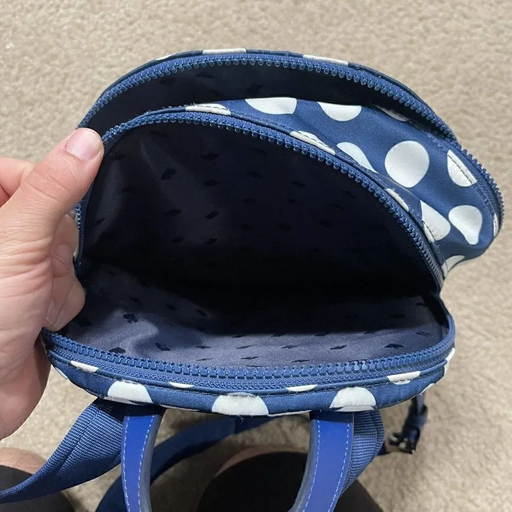 Kate Spade Polka Dot Karissa Nylon Seaside Medium Backpack Blue 3-Compartment